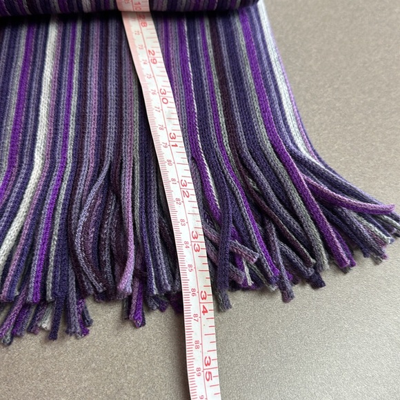 Purple and gray fringed scarf 68” long by 22” wide - Picture 6 of 6